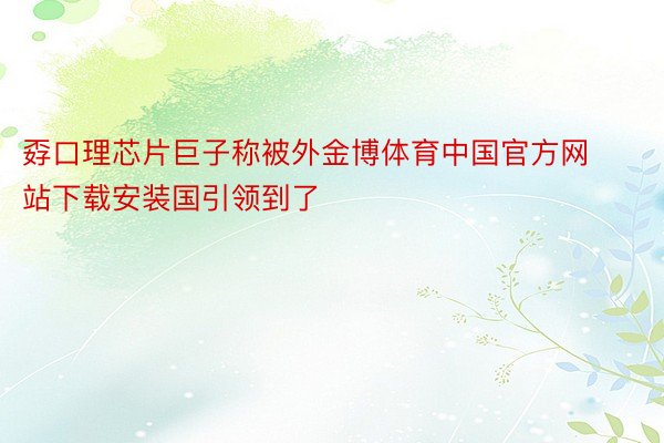 孬口理芯片巨子称被外金博体育中国官方网站下载安装国引领到了