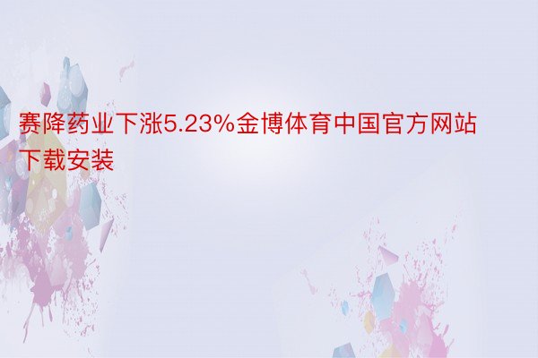 赛降药业下涨5.23%金博体育中国官方网站下载安装