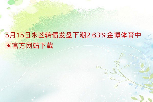 5月15日永凶转债发盘下潮2.63%金博体育中国官方网站下载