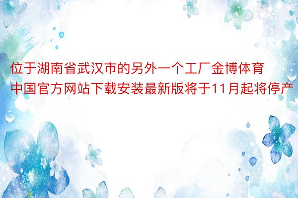 位于湖南省武汉市的另外一个工厂金博体育中国官方网站下载安装最新版将于11月起将停产